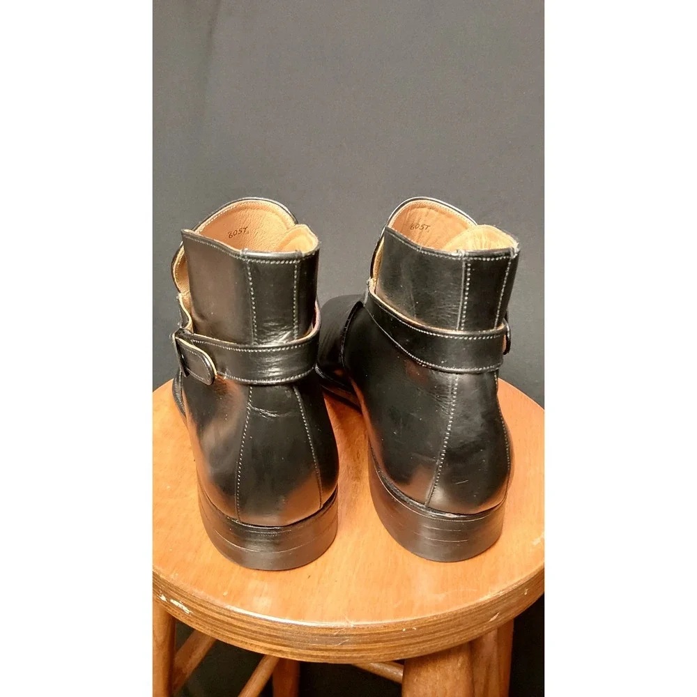 VTG 1970s Tweed Cheaney Church's England Black Leather Jodhpur Boots 11 9843B